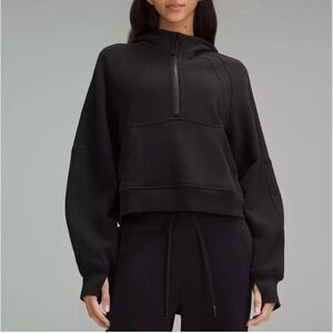 Lululemon Scuba Half Zip Hoodie Women Black Excellent Oversized Cropped Fleece